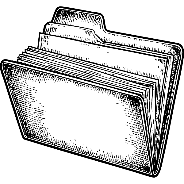Estampe d'un dossier contenant des documents.