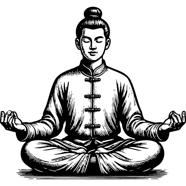 calme Un homme est dans la position du lotus.