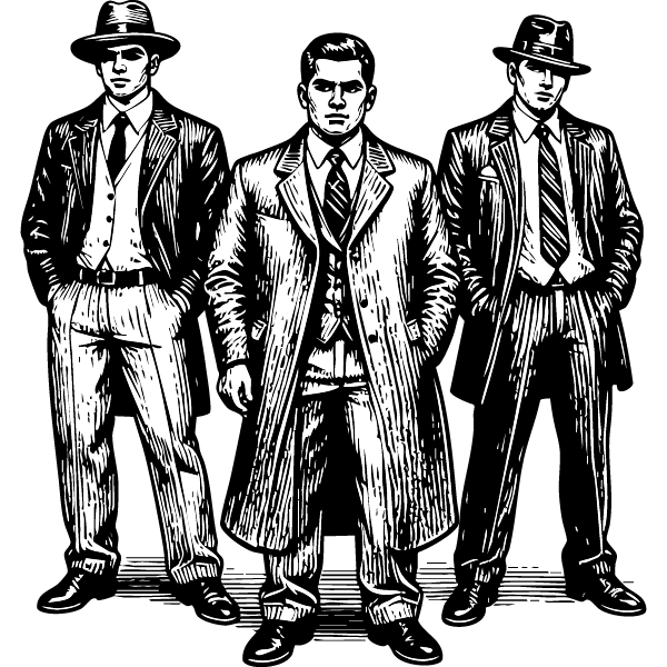 Icone repr&eacute;sentant trois bandits