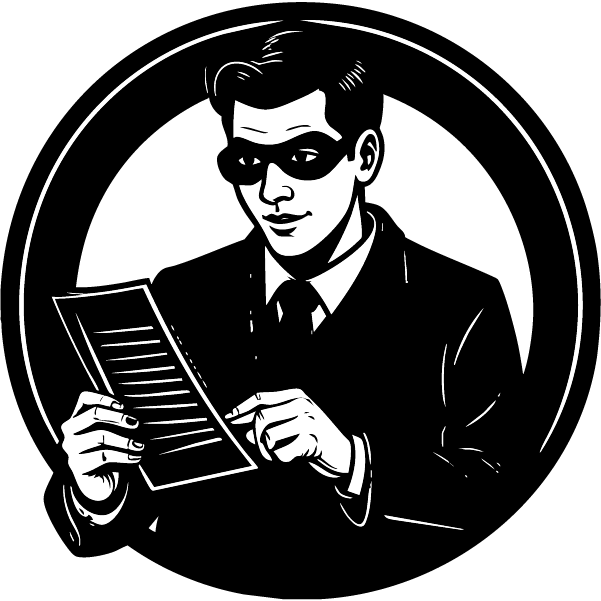 malinformation gris Icone de la malinformation. Un homme avec un masque de voleur tient un document.