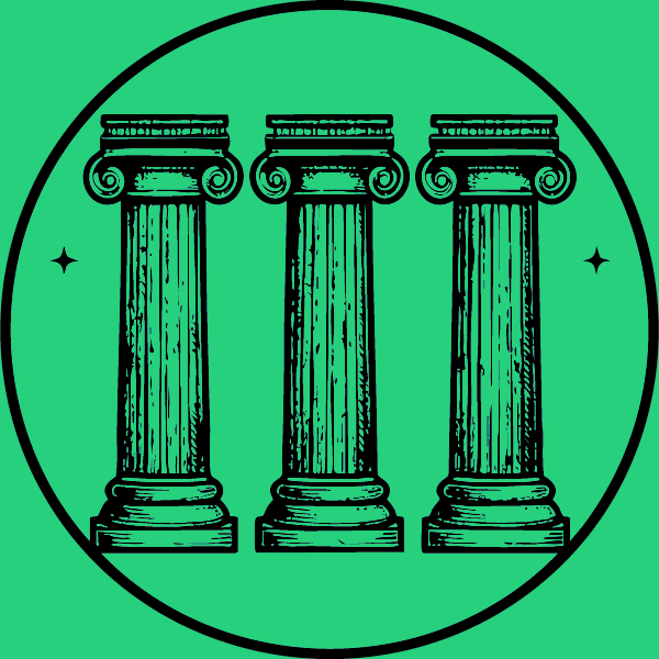 Trois piliers de temple.