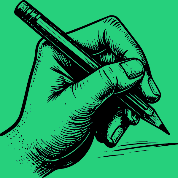 Icone d'une main qui &eacute;crit avec un crayon.