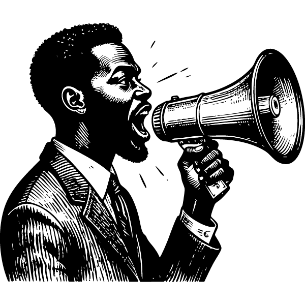 liberté expression Image d'un homme parlant dans un porte-voix.